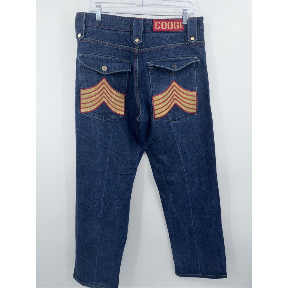 COOGI Jeans Embroidered Black Gold Red Y2K Baggy Hip Hop Mens 34 X 34 SEE DESC